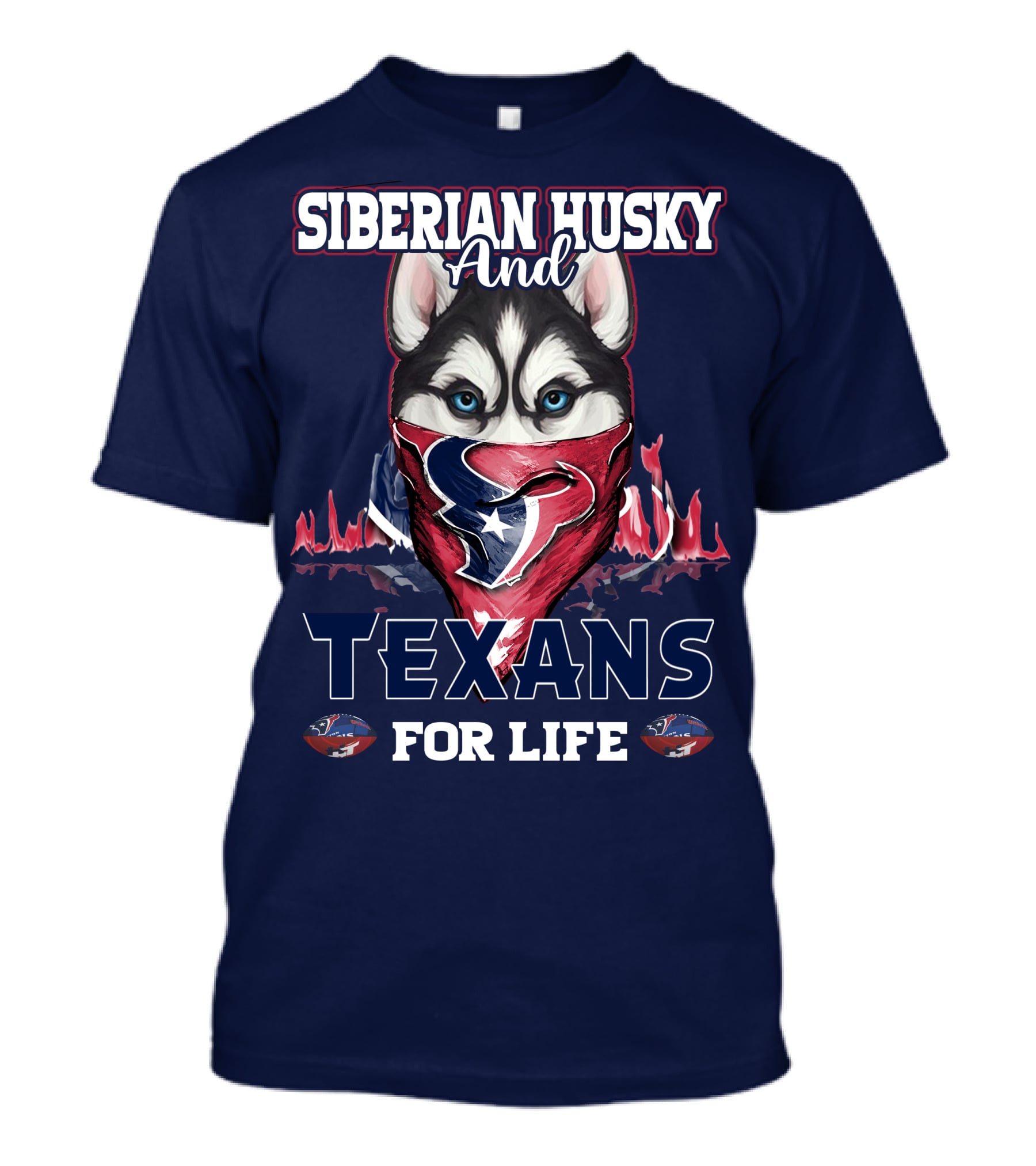 Siberian Husky And Texans For Life Houston Texans T-Shirt