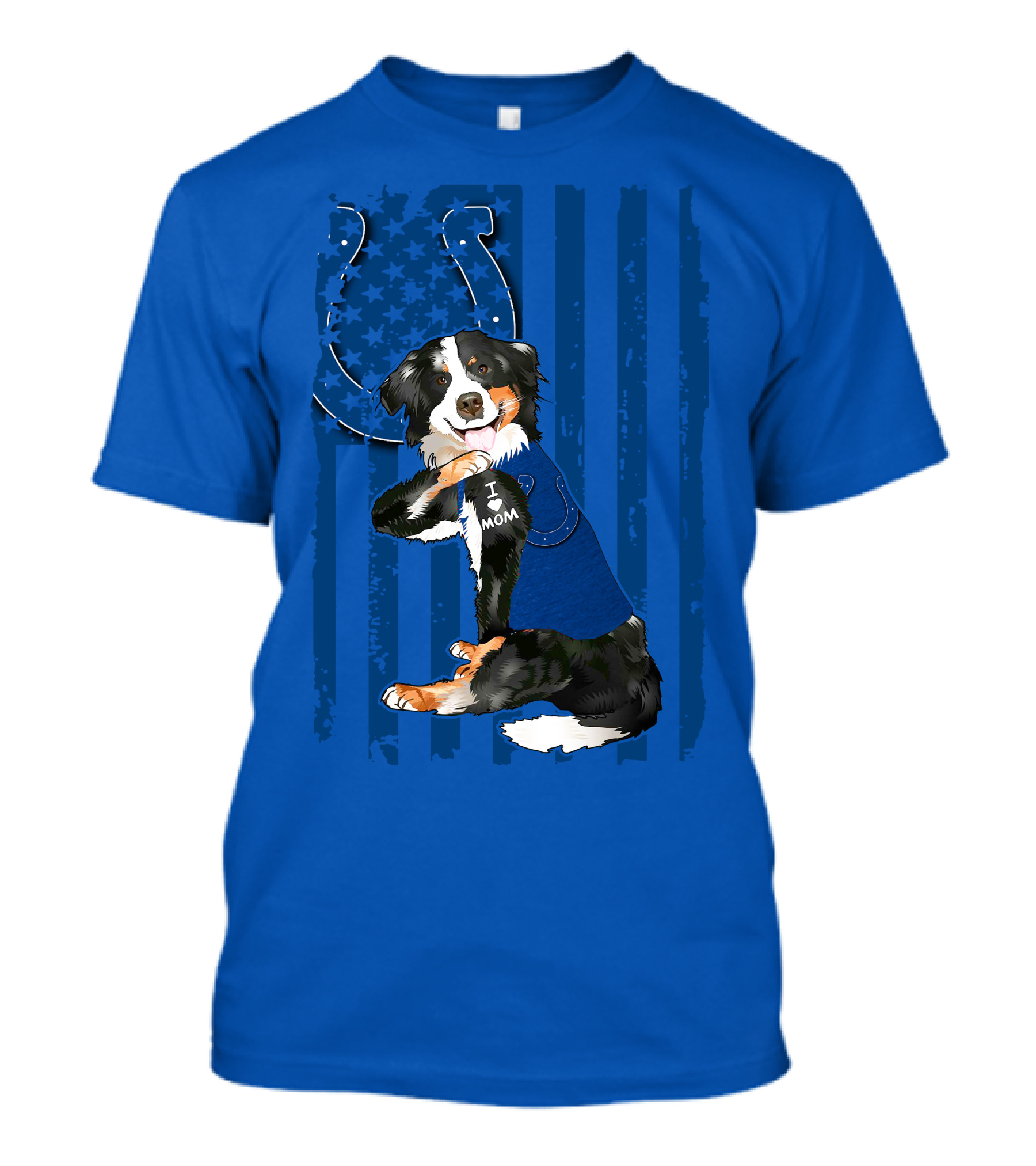 Border Collie I Love Mom Indianapolis Colts American Flag T-Shirt