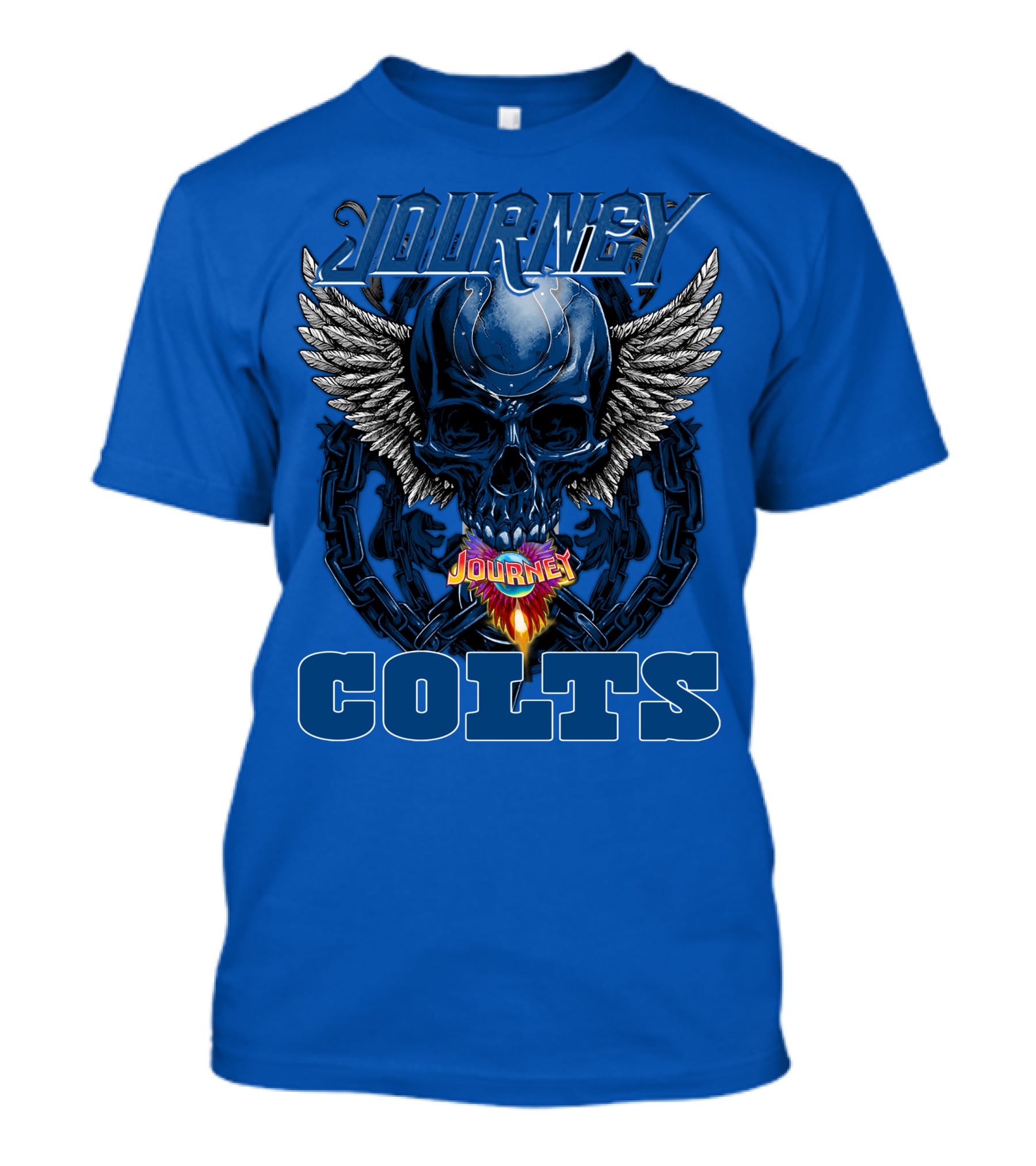 Journey Indianapolis Colts Skull Wings Chains T-Shirt