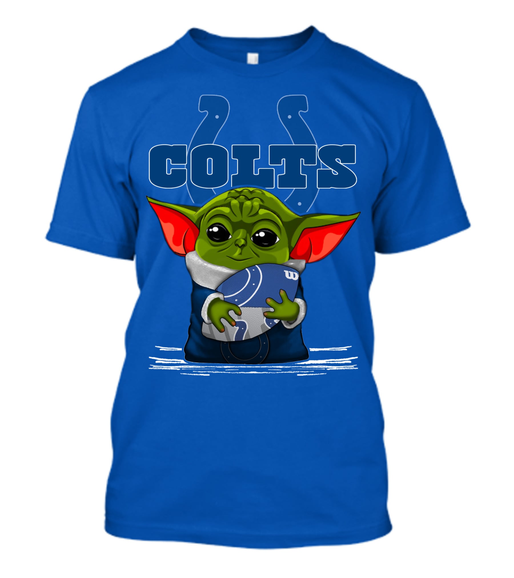 Yoda Holding Football With Indianapolis Colts T-Shirt