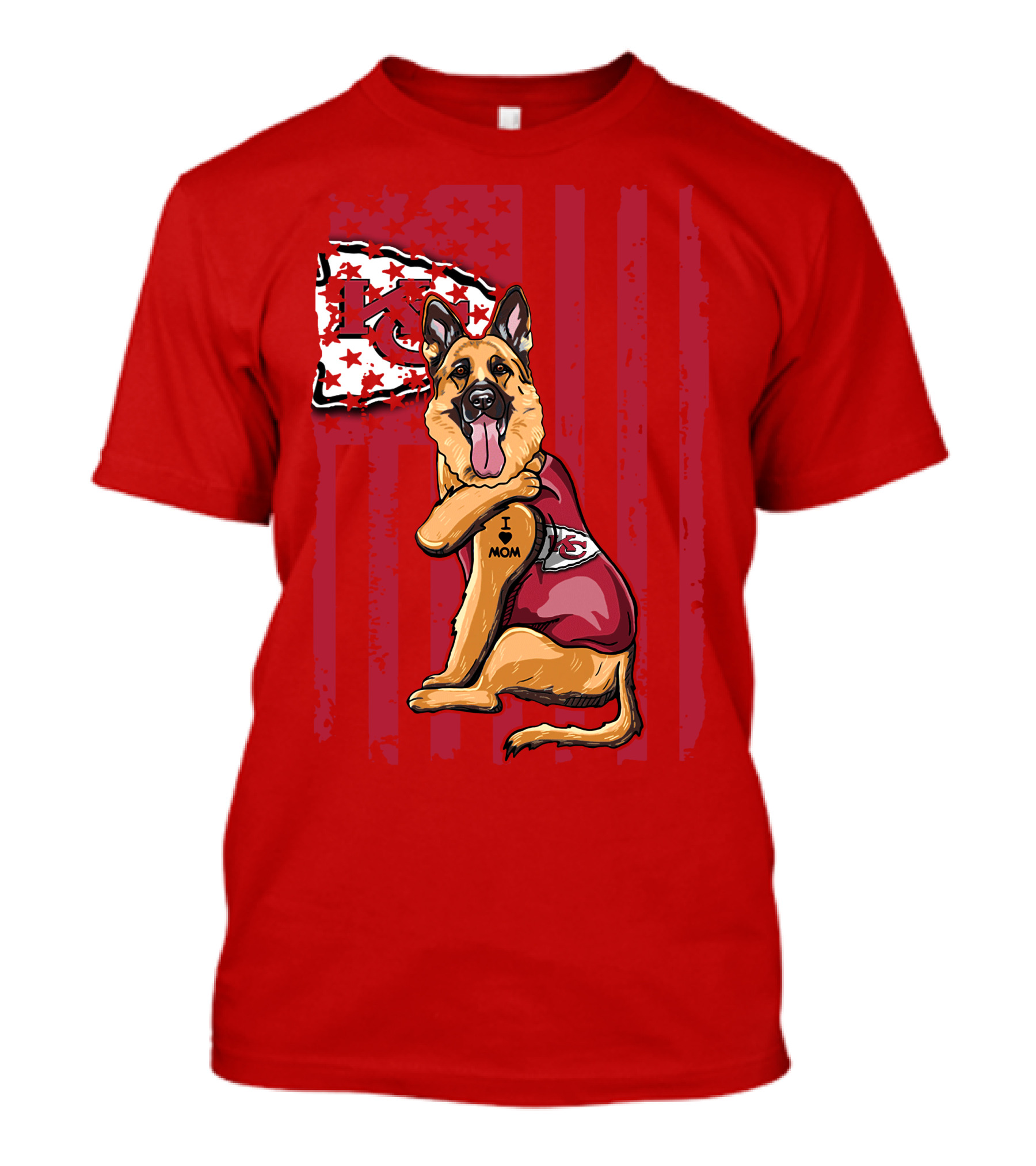 Kansas City Chiefs German Shepherd I Love Mom T-Shirt