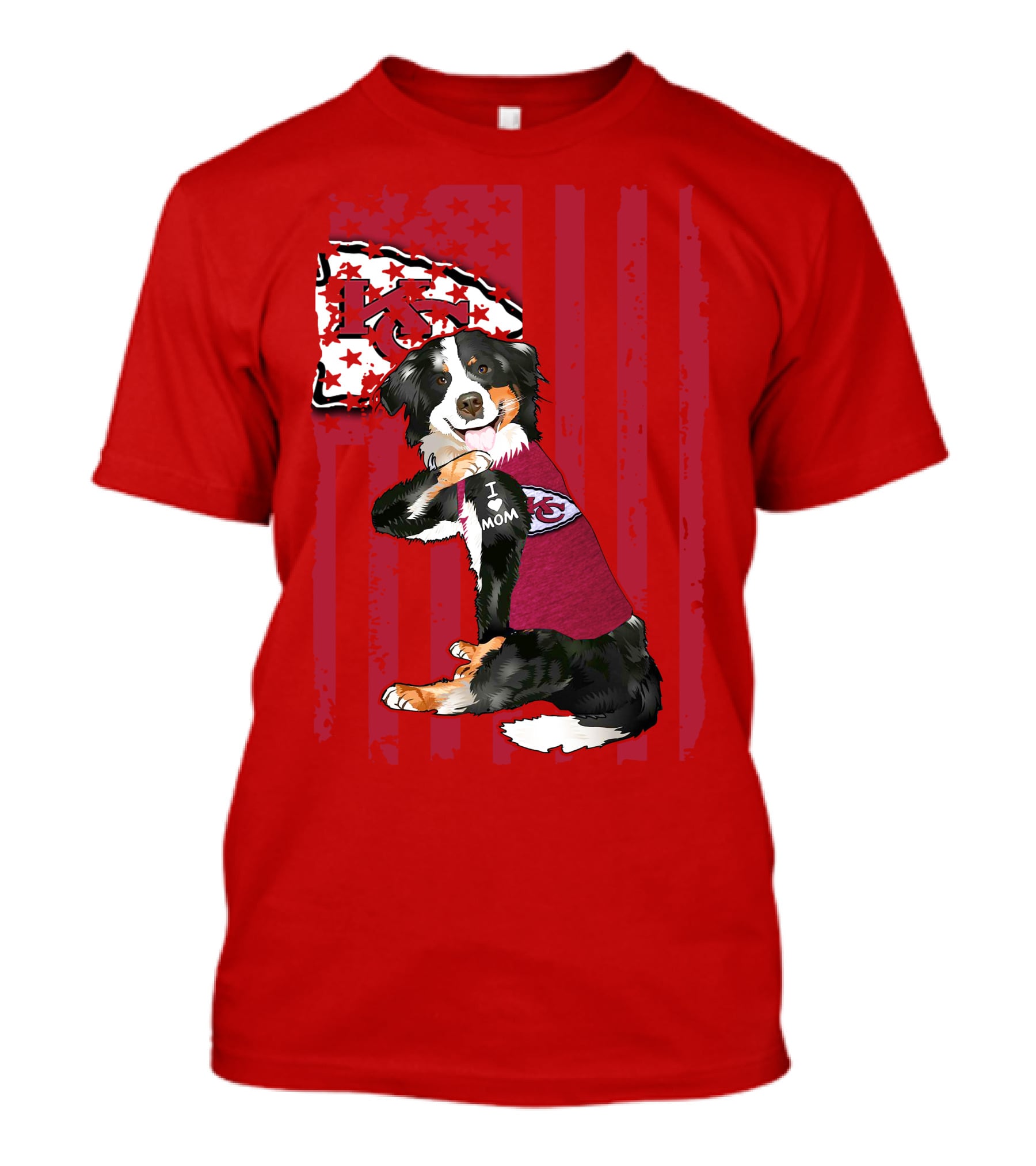 I Love Mom Border Collie Kansas City Chiefs Fan T-Shirt