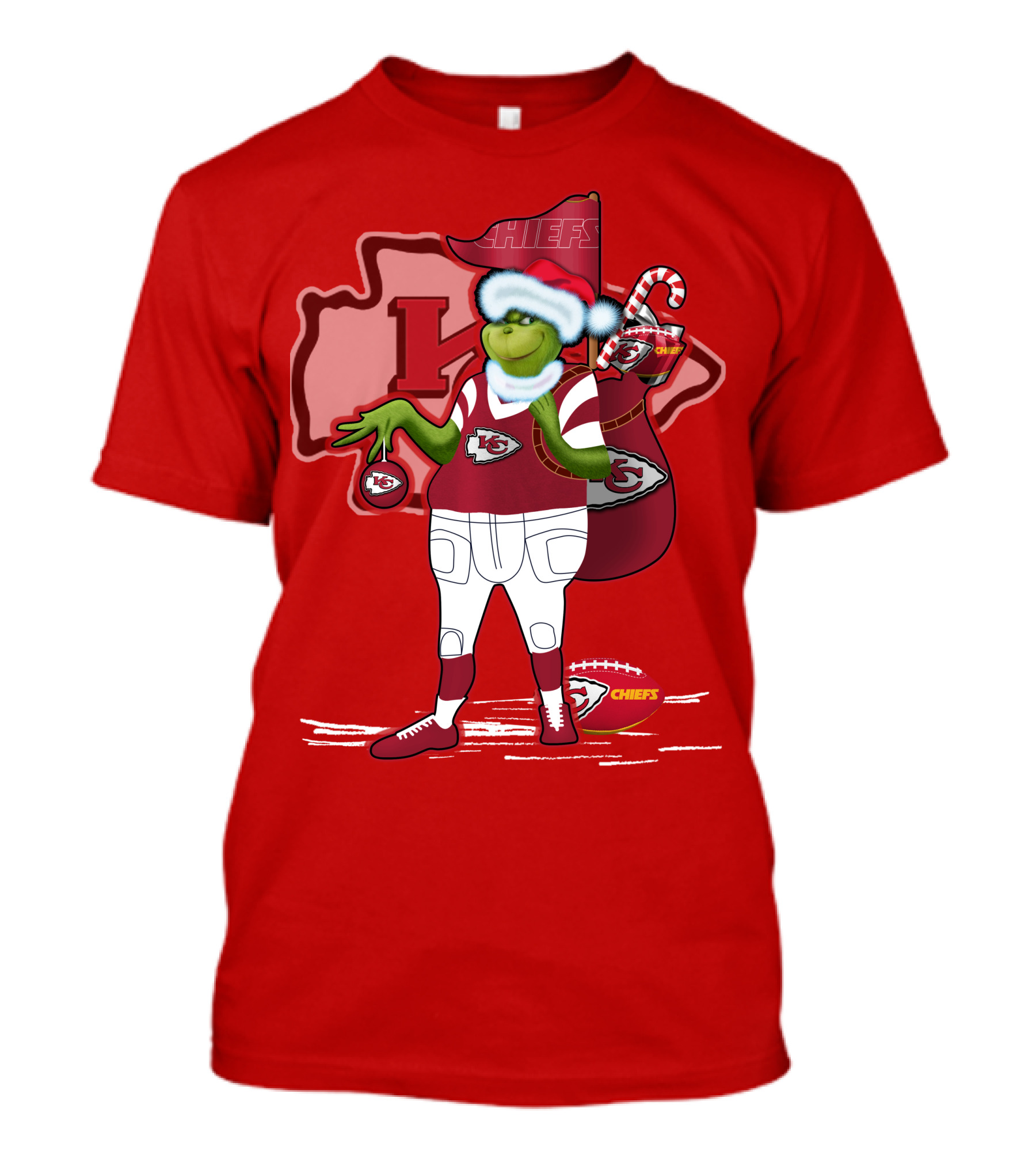 Grinchxmas Kansas City Chiefs Holiday Football Theme T-Shirt