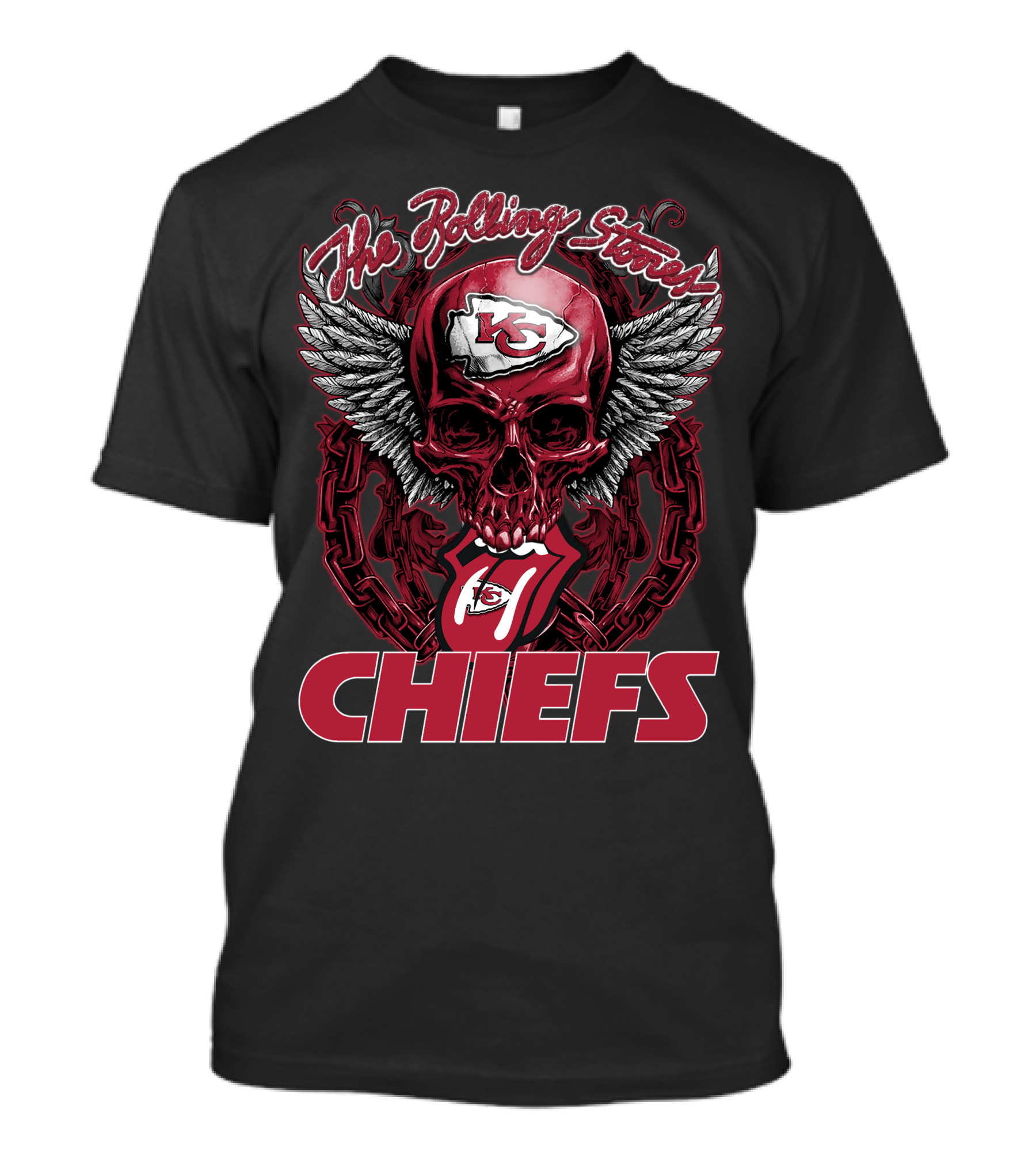 The Rolling Stones Kc Chiefs Winged Skull Tongue T-Shirt