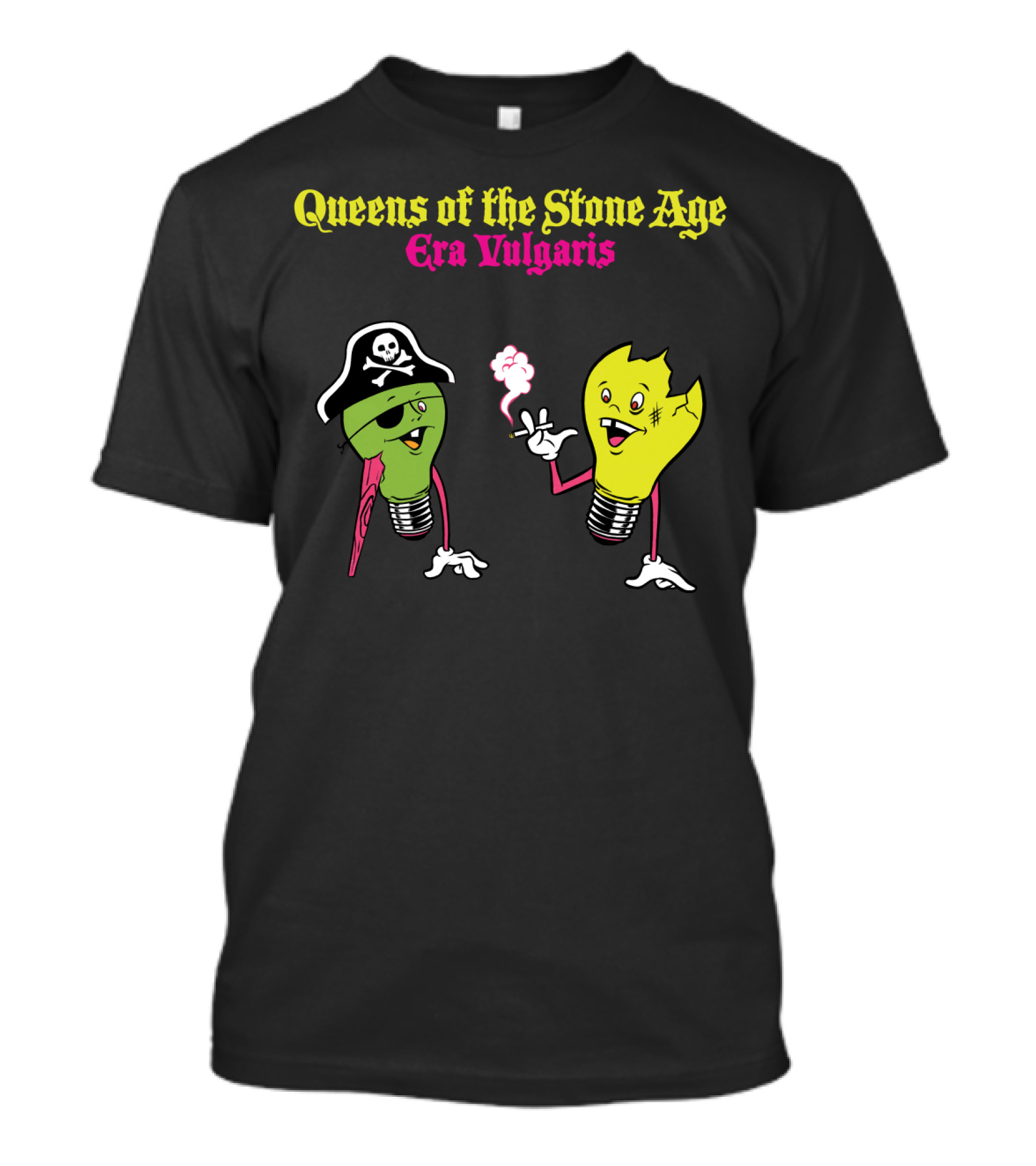 Queens Of The Stone Age Era Vulgaris Smoking Light Bulb And Pirate Character T-Shirt