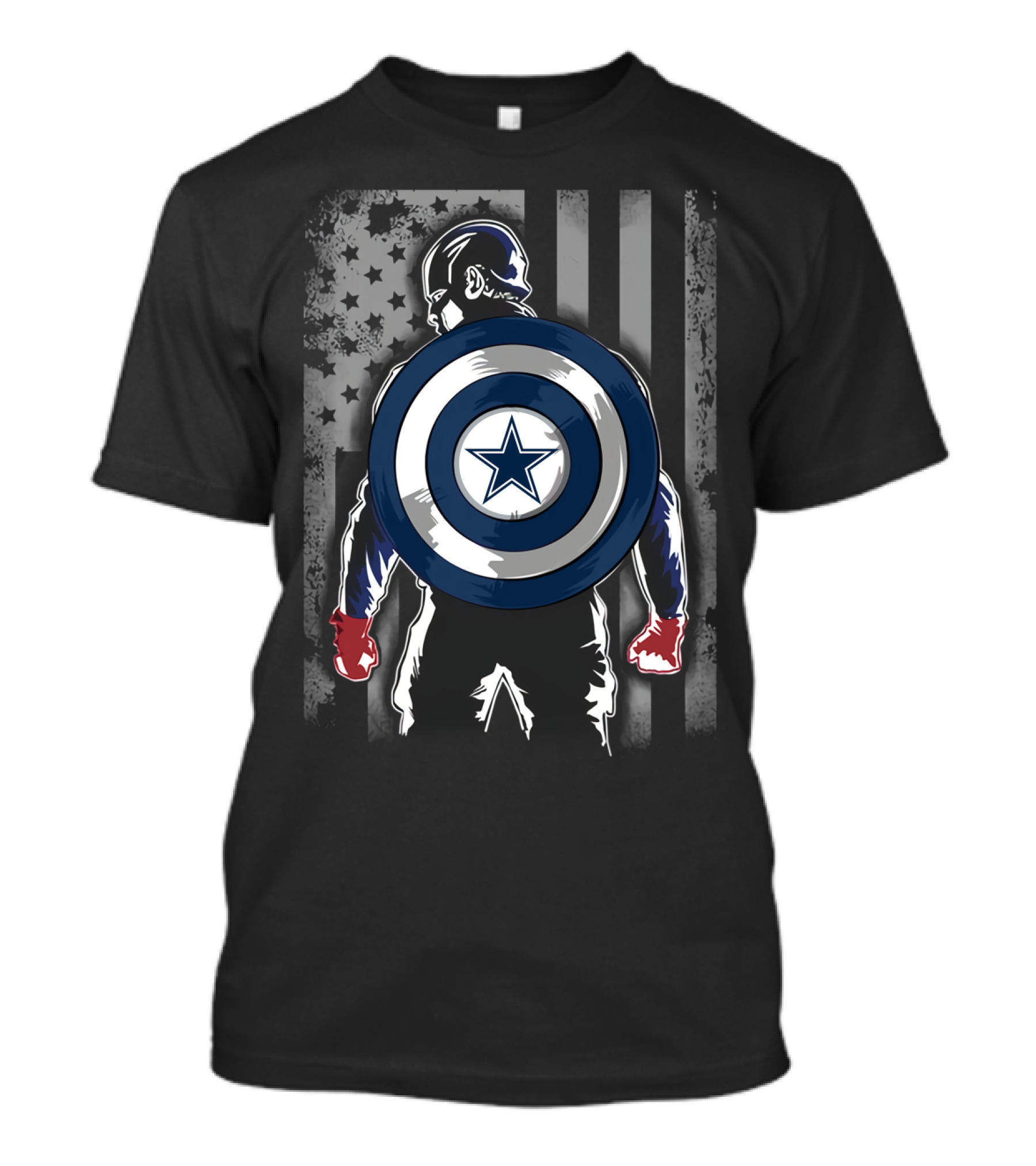 Dallas Cowboys Captain America Shield Flag T-Shirt