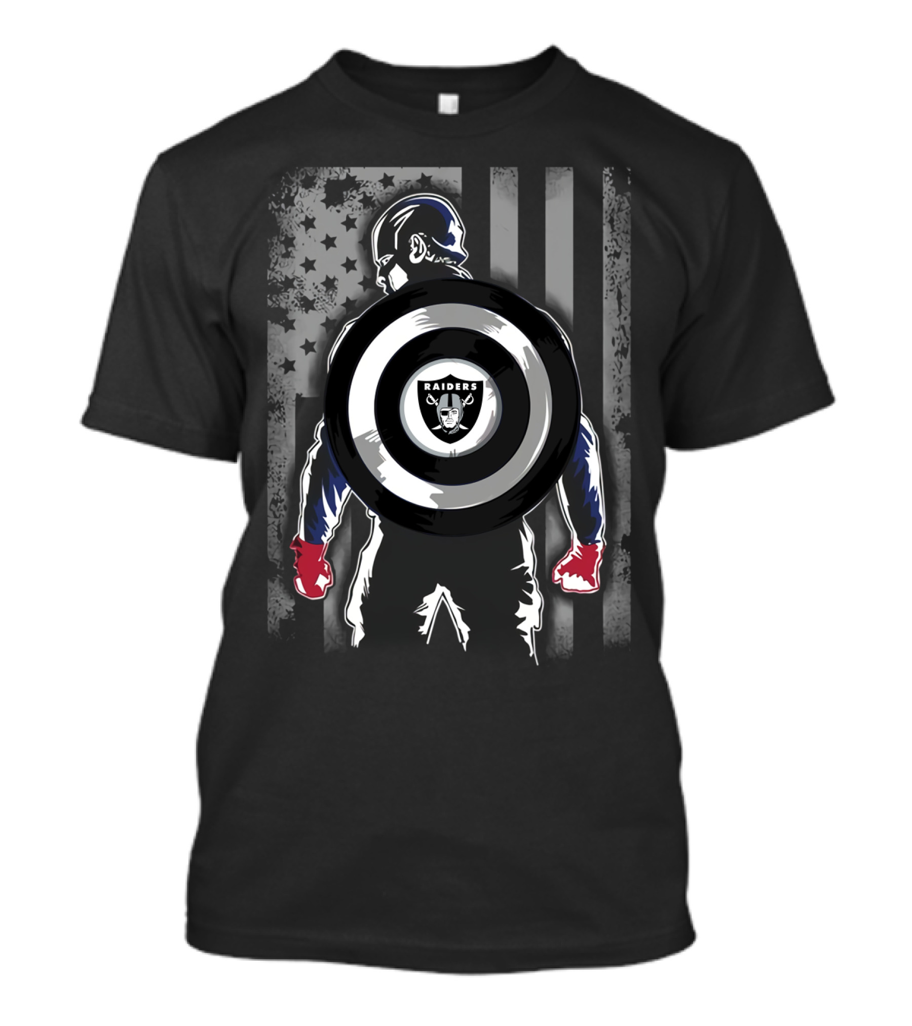 Raiders Captain America Shield American Flag T-Shirt