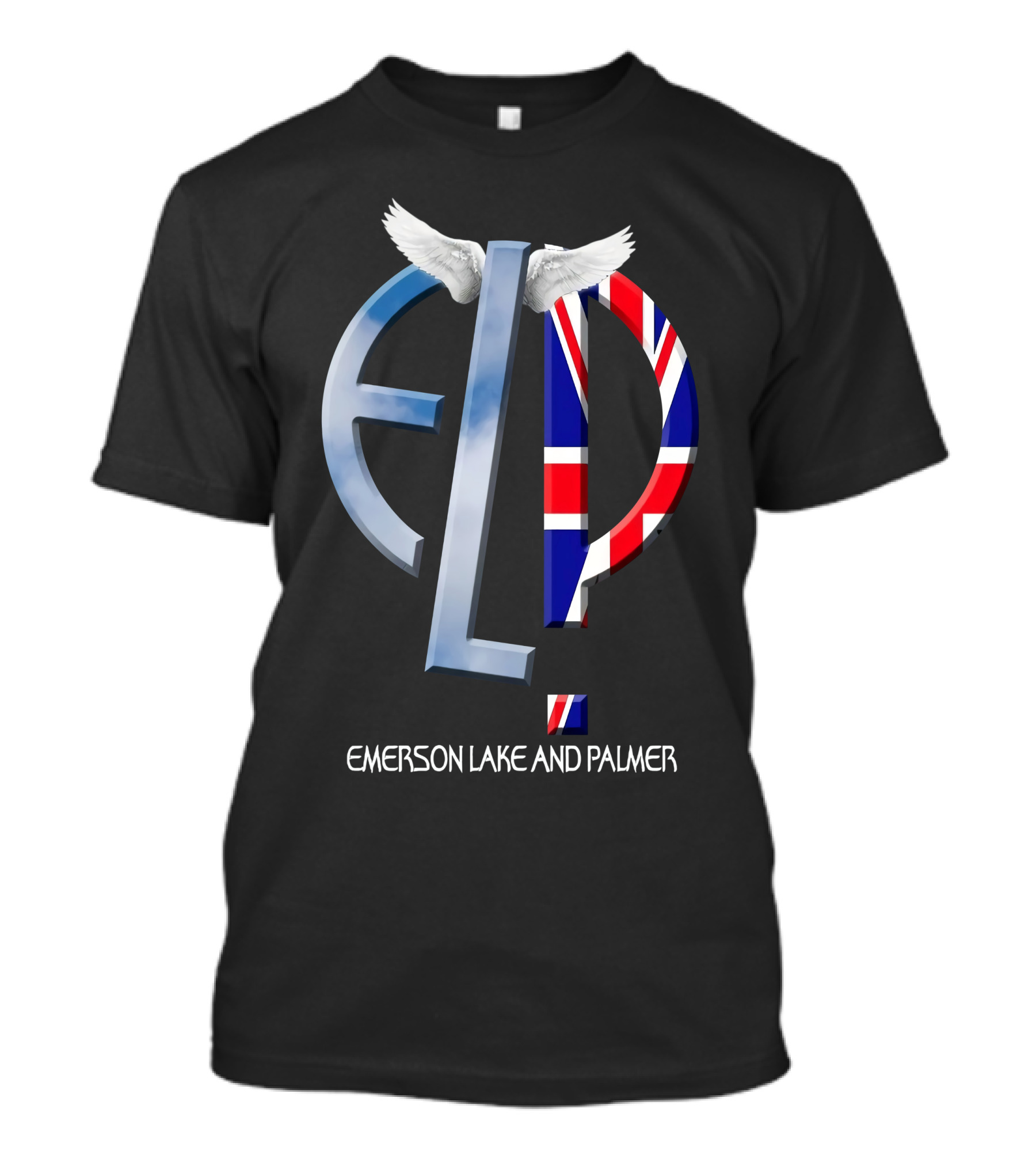 Emerson Lake And Palmer ELP Logo With Union Jack And Wings T-Shirt