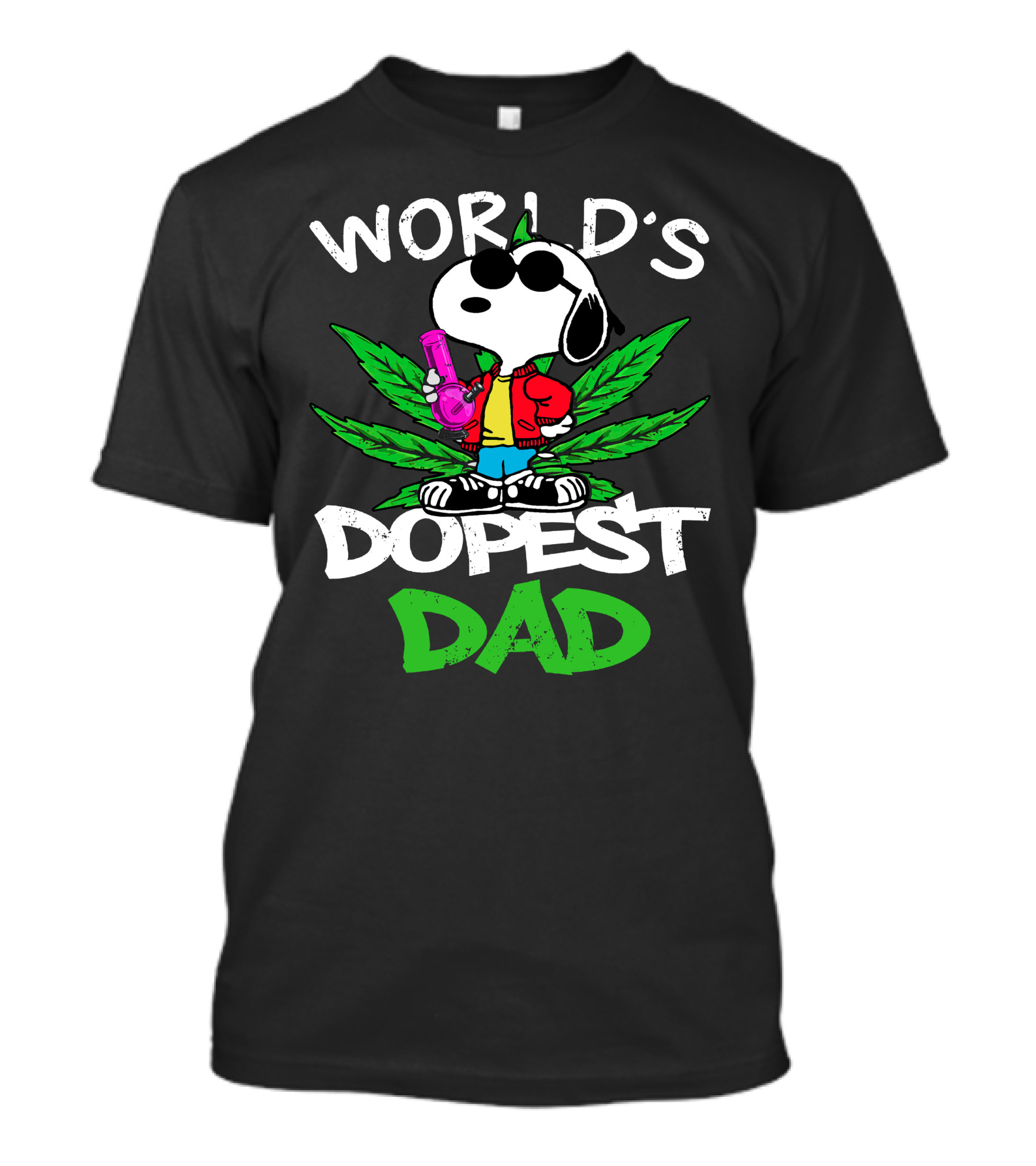 World's Dopest Dad Snoopy With Cannabis Leaf And Bong T-Shirt
