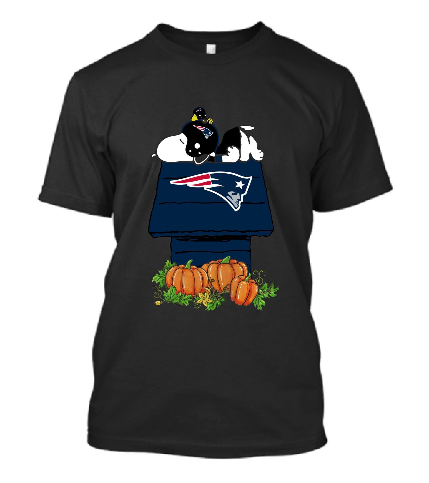 New England Patriots Snoopy Doghouse Pumpkins T-Shirt