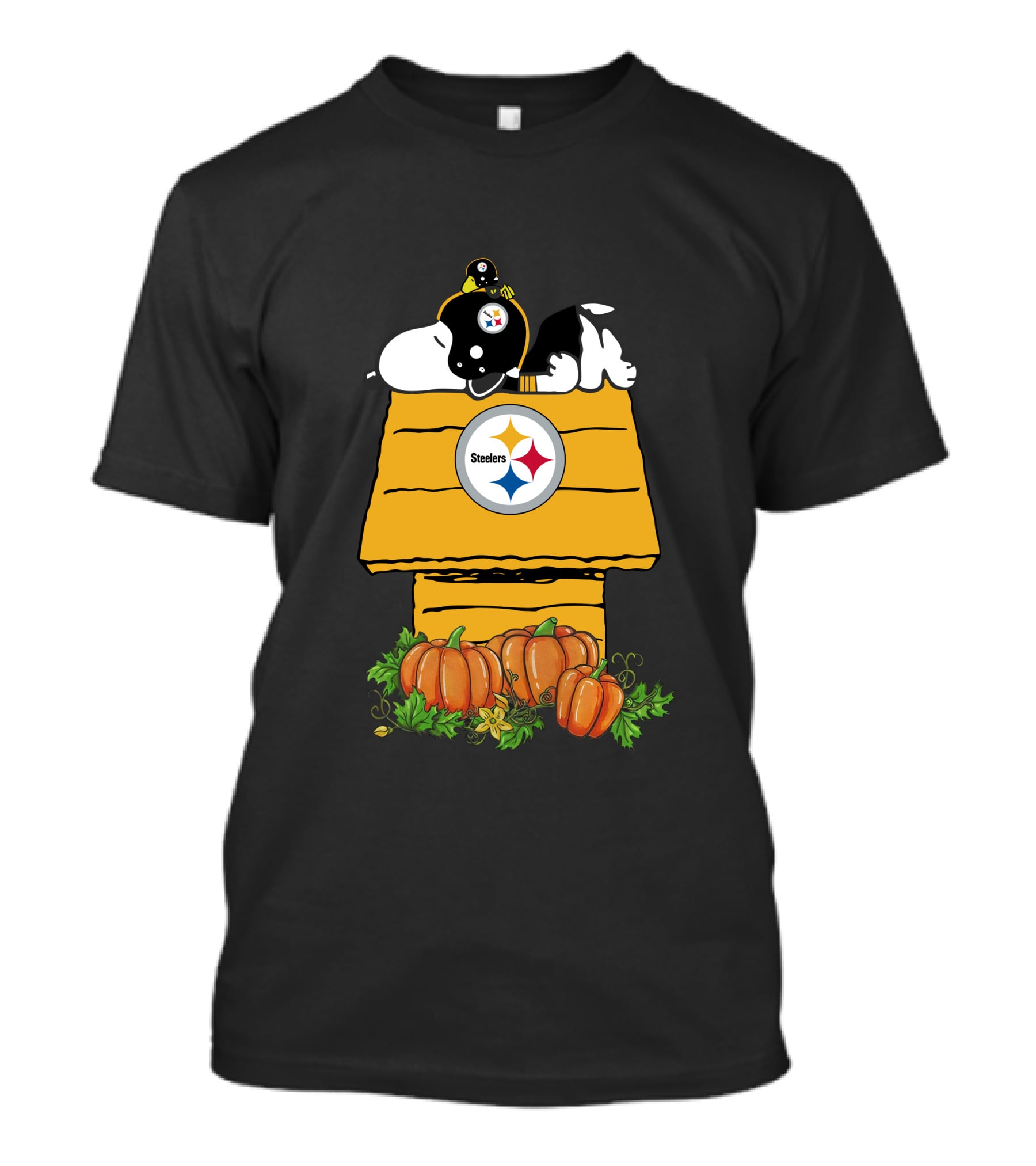 Pittsburgh Steelers Snoopy Doghouse With Pumpkins T-Shirt