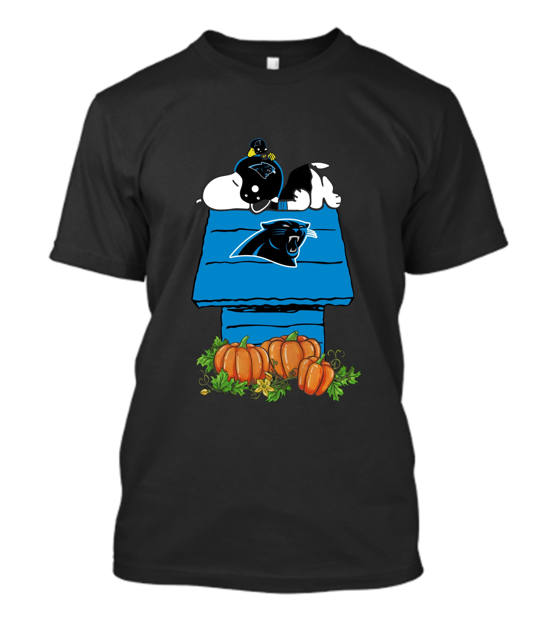 Snoopy Carolina Panthers Pumpkins Doghouse T-Shirt