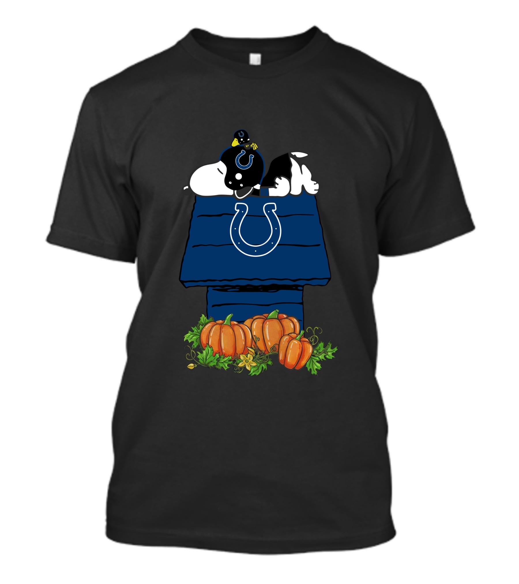 Indianapolis Colts Snoopy Doghouse Pumpkin Patch T-Shirt