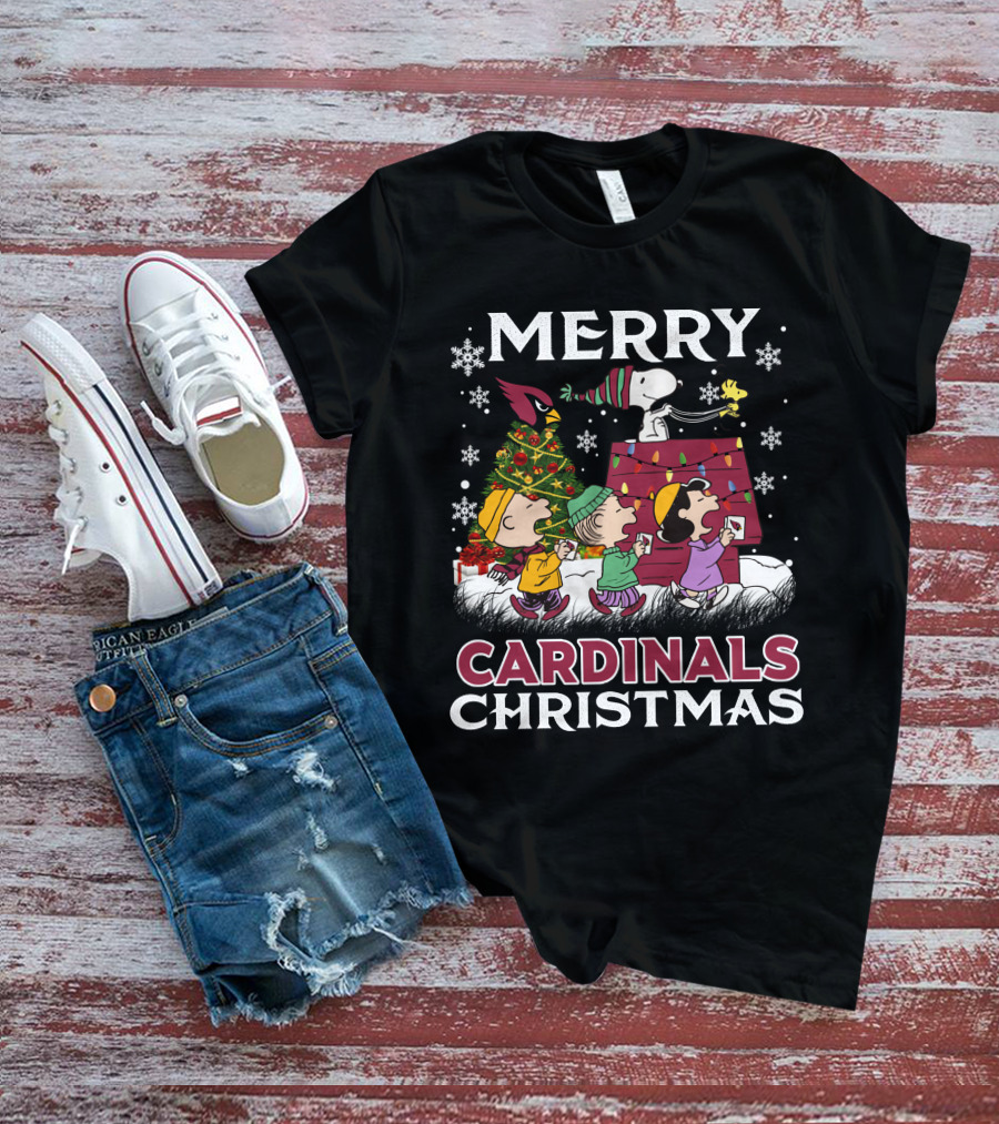 Merry Cardinals Christmas Snoopy And Friends Peanuts Holiday T-Shirt