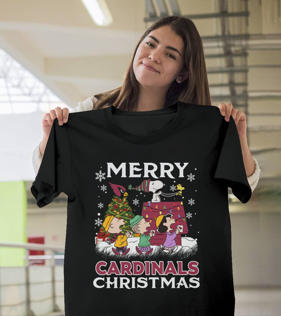 Merry Cardinals Christmas Snoopy And Friends Peanuts Holiday T-Shirt