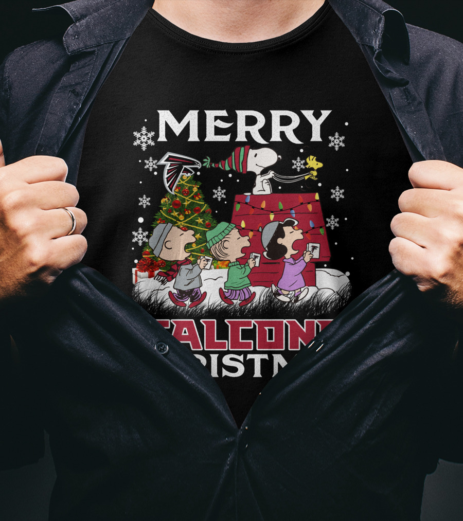 Merry Falcons Christmas Atlanta Snoopy T-Shirt