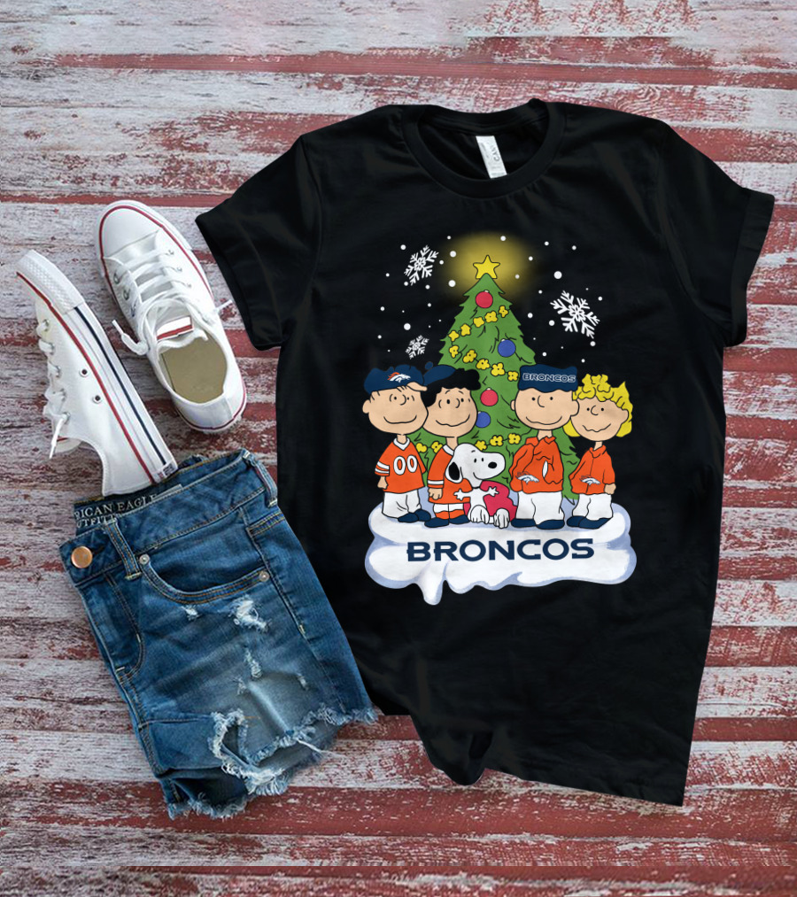 Broncos Christmas Snoopy And Peanuts Characters Holiday T-Shirt