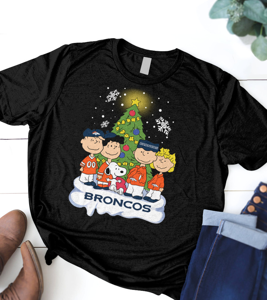 Broncos Christmas Snoopy And Peanuts Characters Holiday T-Shirt