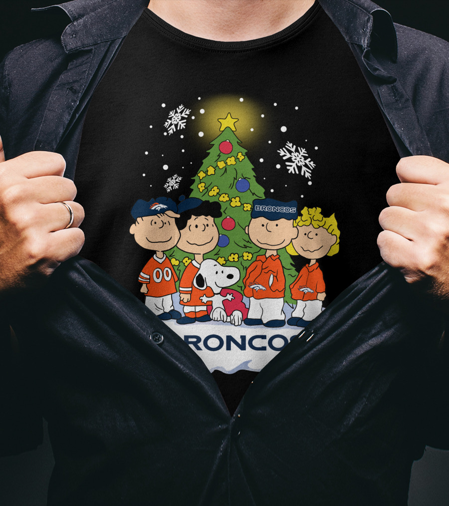 Broncos Christmas Snoopy And Peanuts Characters Holiday T-Shirt