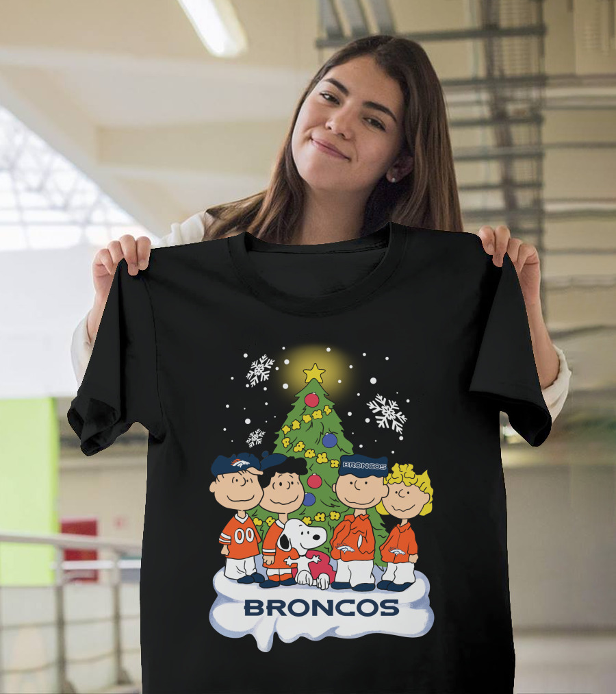 Broncos Christmas Snoopy And Peanuts Characters Holiday T-Shirt