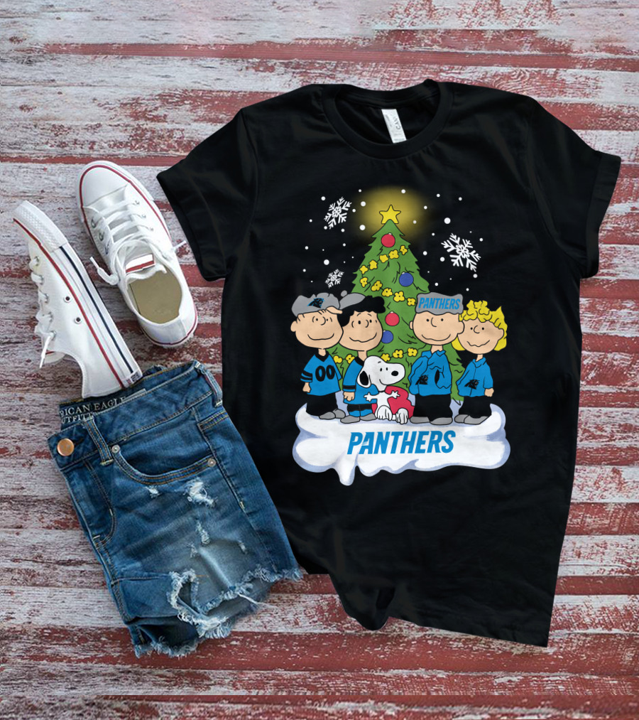 Panthers Snoopy Christmas Peanuts Characters T-Shirt