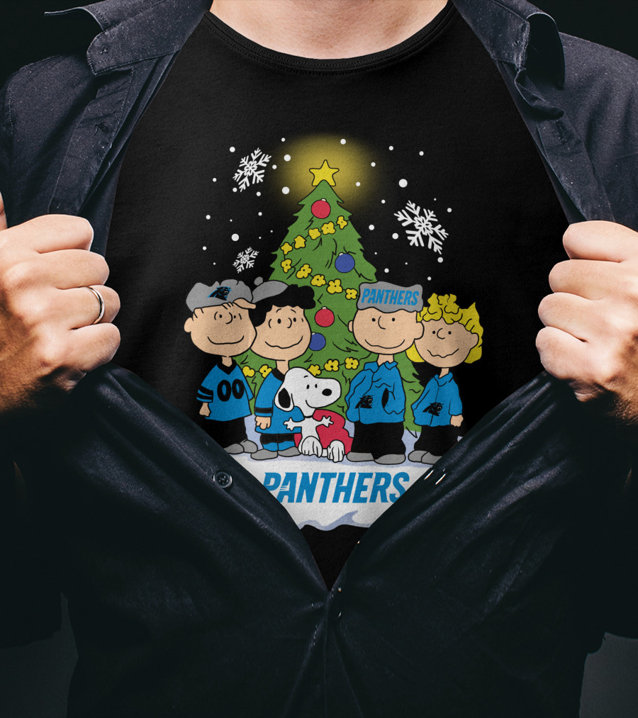 Panthers Snoopy Christmas Peanuts Characters T-Shirt