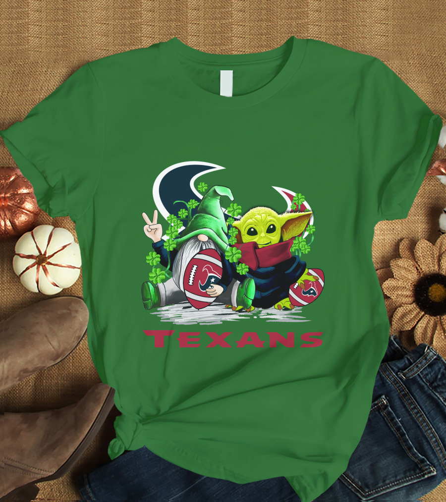 Houston Texans Football Patrick’s Day Clover Gnome And Alien T-Shirt