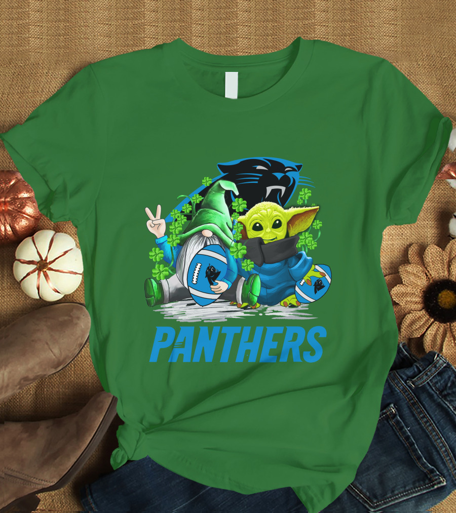 Panthers St. Patrick’s Day Football Gnome And Baby Alien T-Shirt