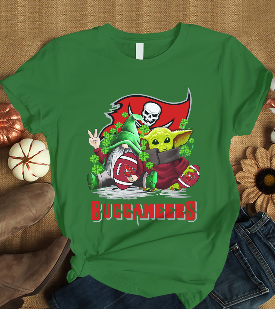 Buccaneers St. Patrick's Day With Gnome And Baby Alien Football T-Shirt