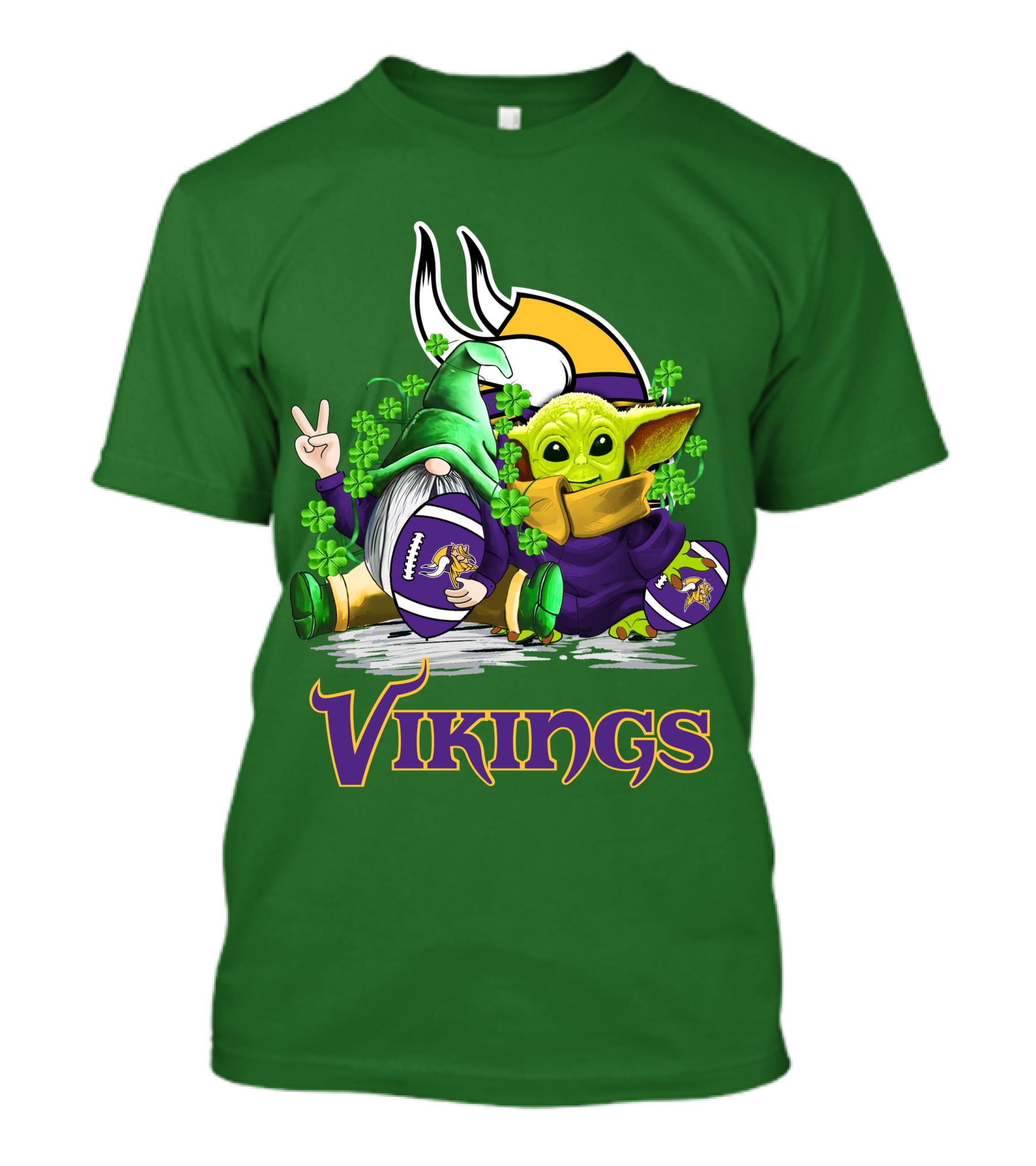Vikings St. Patrick's Day Gnome And Green Alien With Football T-Shirt