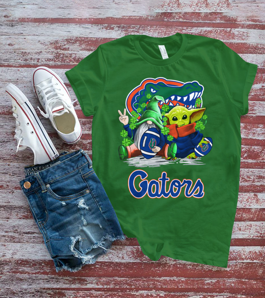 Florida Gators Football St. Patrick's Day Gnome And Baby Alien T-Shirt