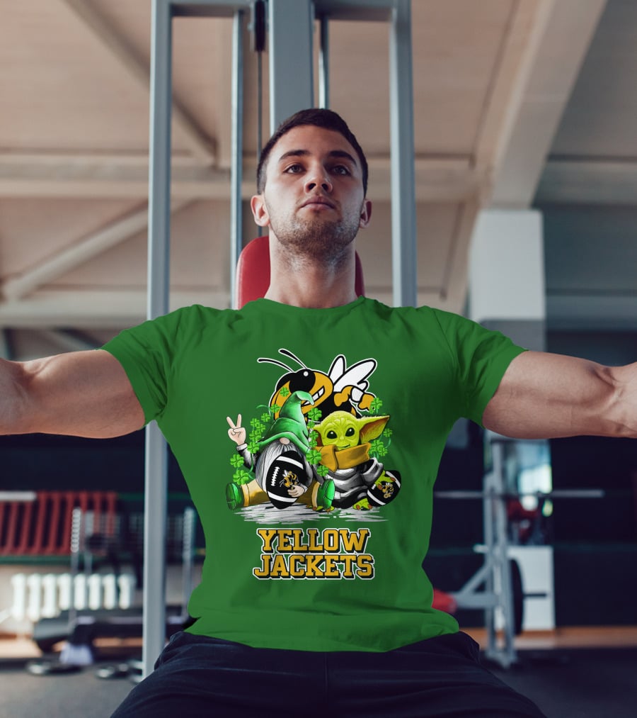Georgia Tech Yellow Jackets St. Patrick’s Day Football Gnome And Green Baby Character T-Shirt