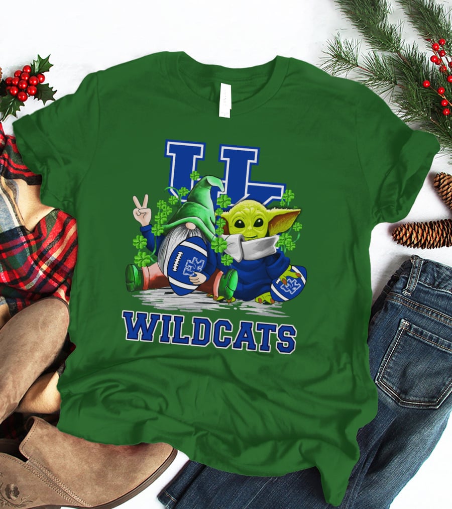 Kentucky Wildcats Football St. Patrick’s Day Shamrock Gnome And Green Alien T-Shirt