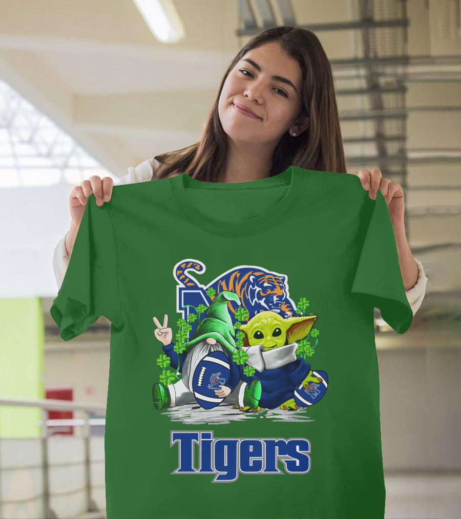 Memphis Tigers Football St. Patrick's Day Gnome And Child Icons T-Shirt