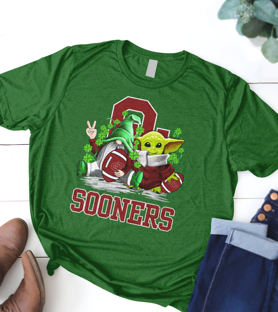 Oklahoma Sooners St. Patrick's Day Football Gnome And Alien T-Shirt