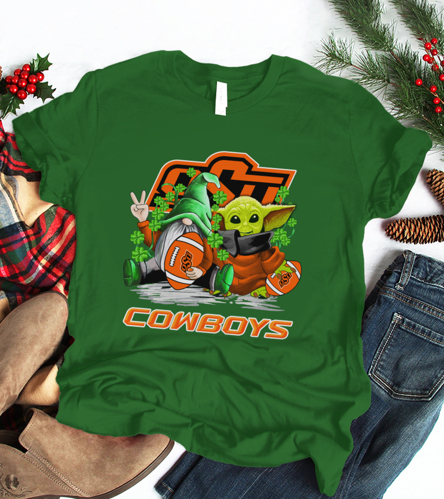 Oklahoma State Cowboys Football St. Patrick’s Day Yoda And Gnome T-Shirt
