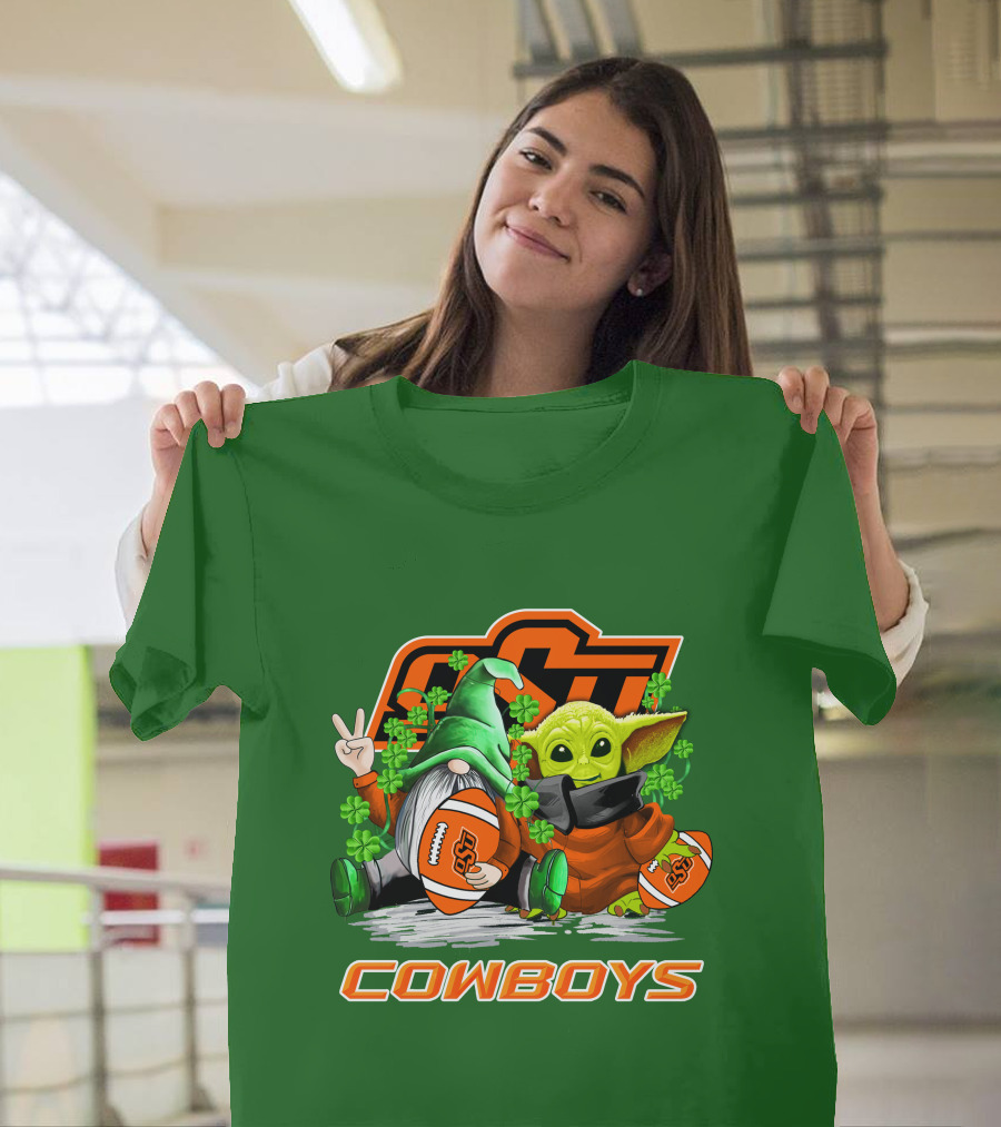 Oklahoma State Cowboys Football St. Patrick’s Day Yoda And Gnome T-Shirt