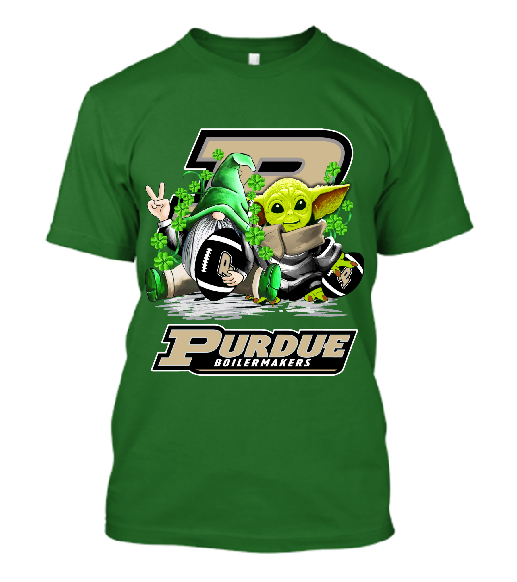Purdue Boilermakers St. Patrick's Day Football With Gnome And Baby Alien T-Shirt