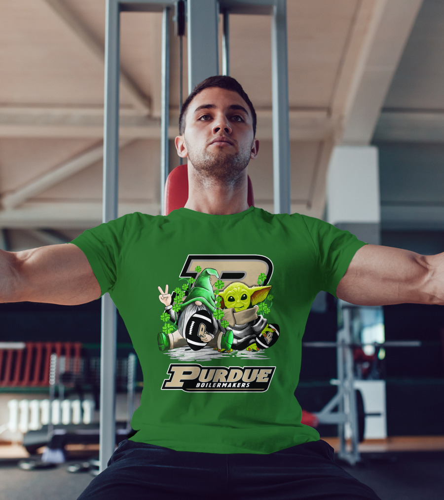 Purdue Boilermakers St. Patrick's Day Football With Gnome And Baby Alien T-Shirt