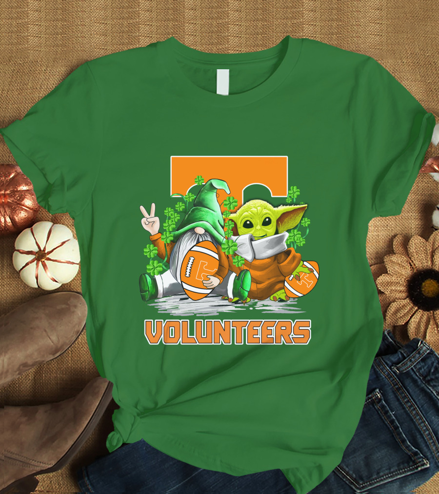 Tennessee Volunteers Football St. Patrick’s Day Gnome And Baby Alien T-Shirt
