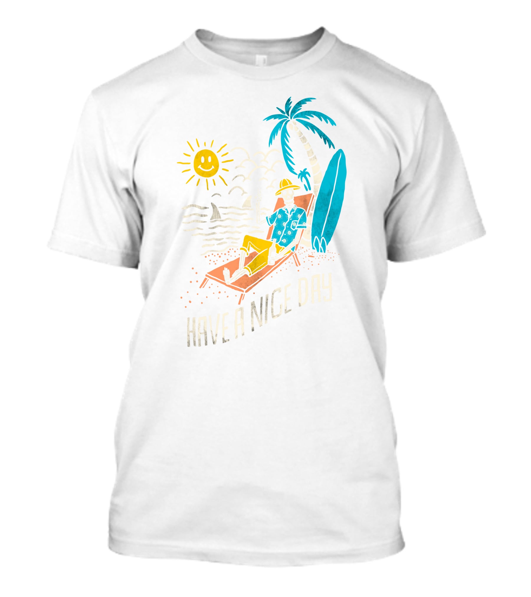 Have A Nice Day Surfing With Sun And Palm Tree On The Beach T-Shirt
