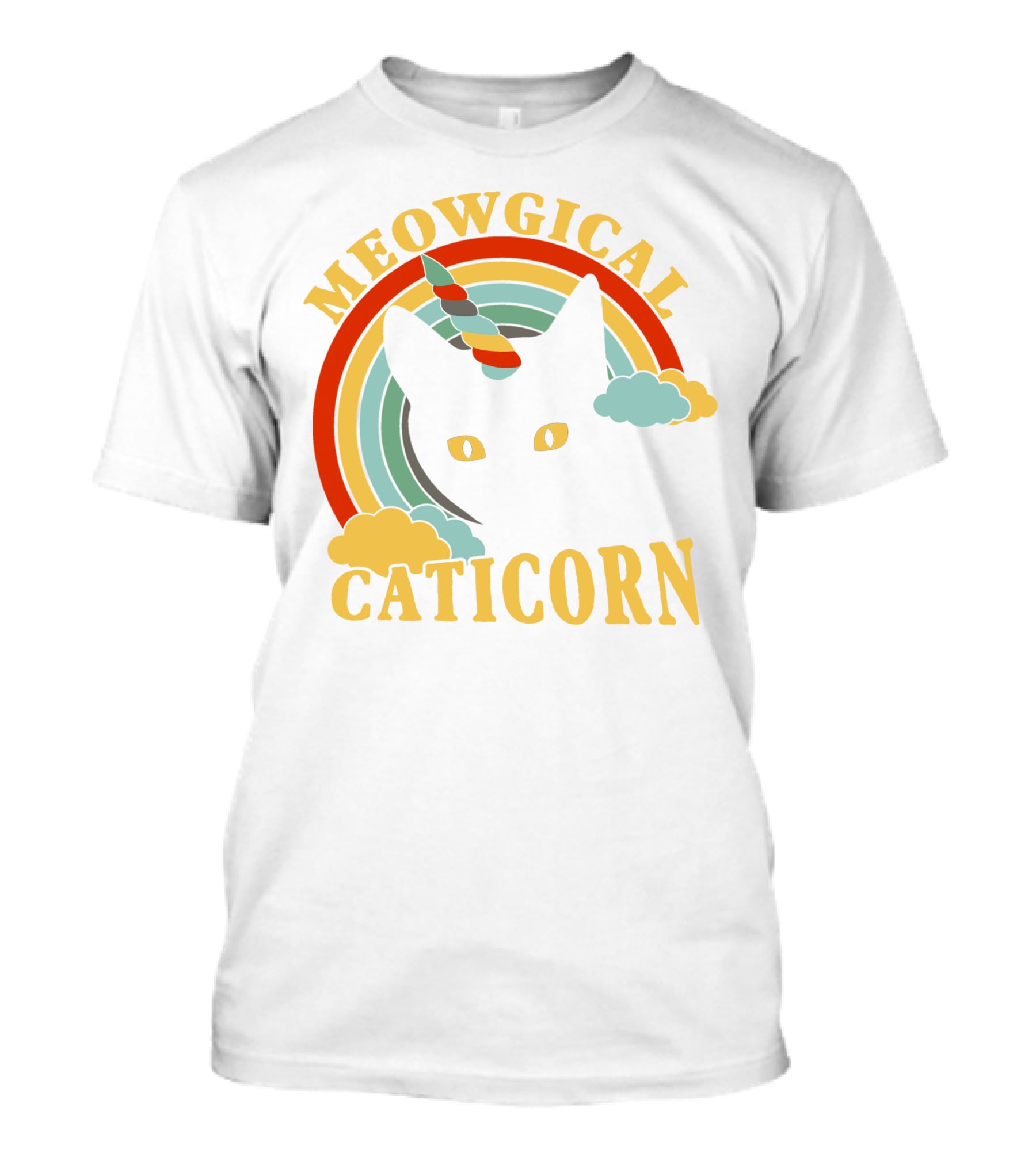 Meowgical Caticorn Rainbow Unicorn Cat T-Shirt