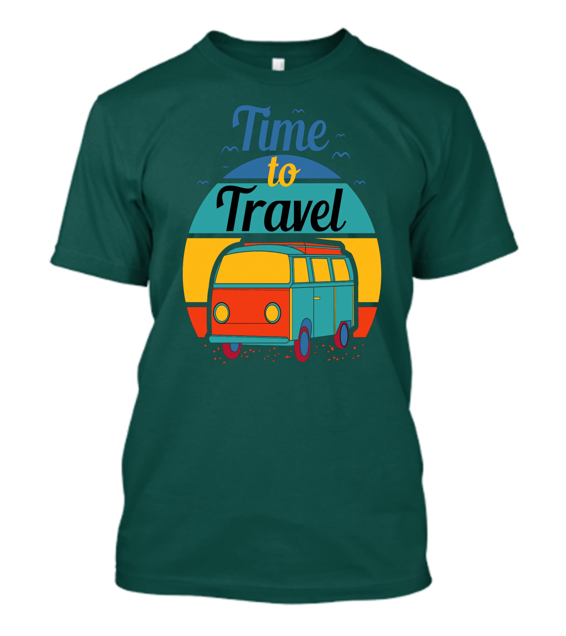 Time To Travel Van Adventure Retro Sunset T-Shirt