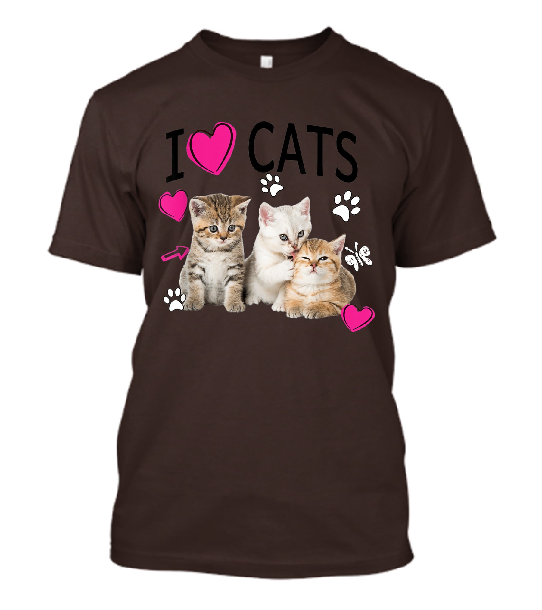 I Heart Cats With Kittens And Pink Hearts T-Shirt
