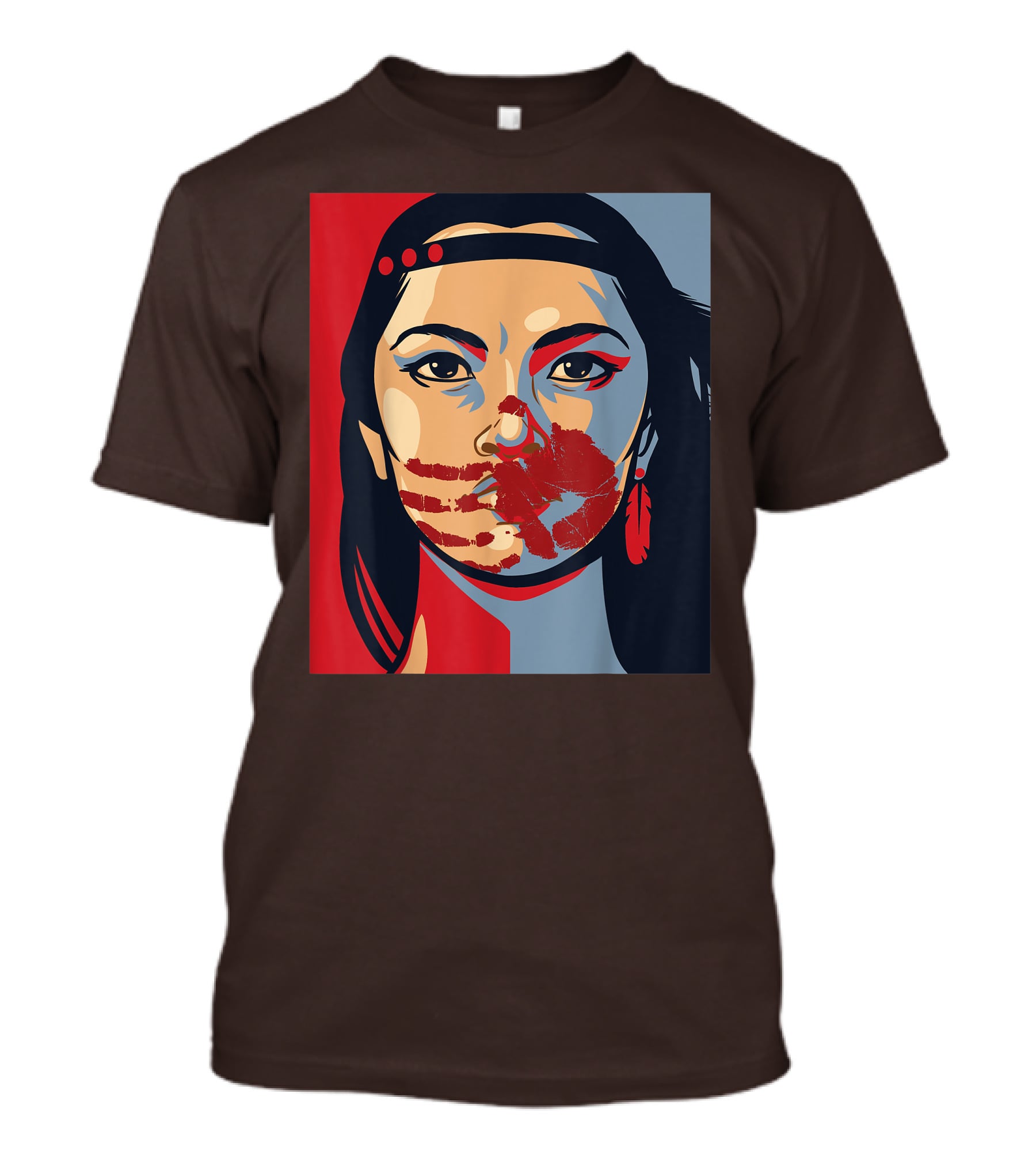 MMIW Awareness Stolen Sisters Indigenous Woman Red Handprint T-Shirt