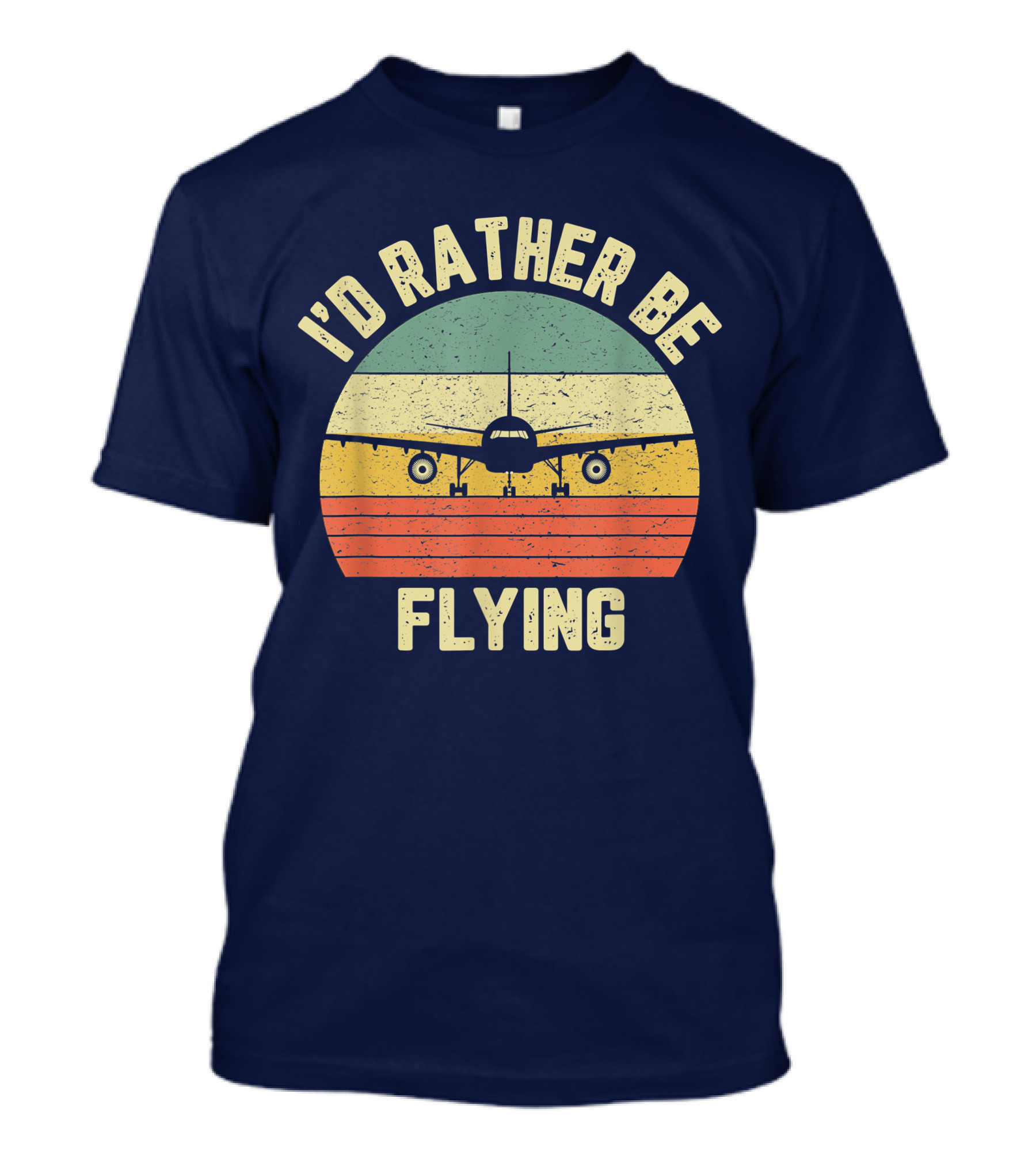 I'd Rather Be Flying Airplane Vintage Sunset Pilot Humor T-Shirt