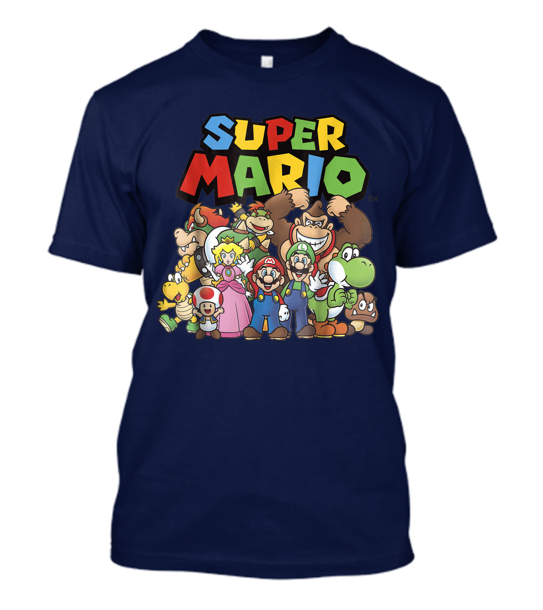 Super Mario Funny Full Cast Group Characters Bowser Donkey Kong Yoshi Luigi Princess Peach Toad T-Shirt