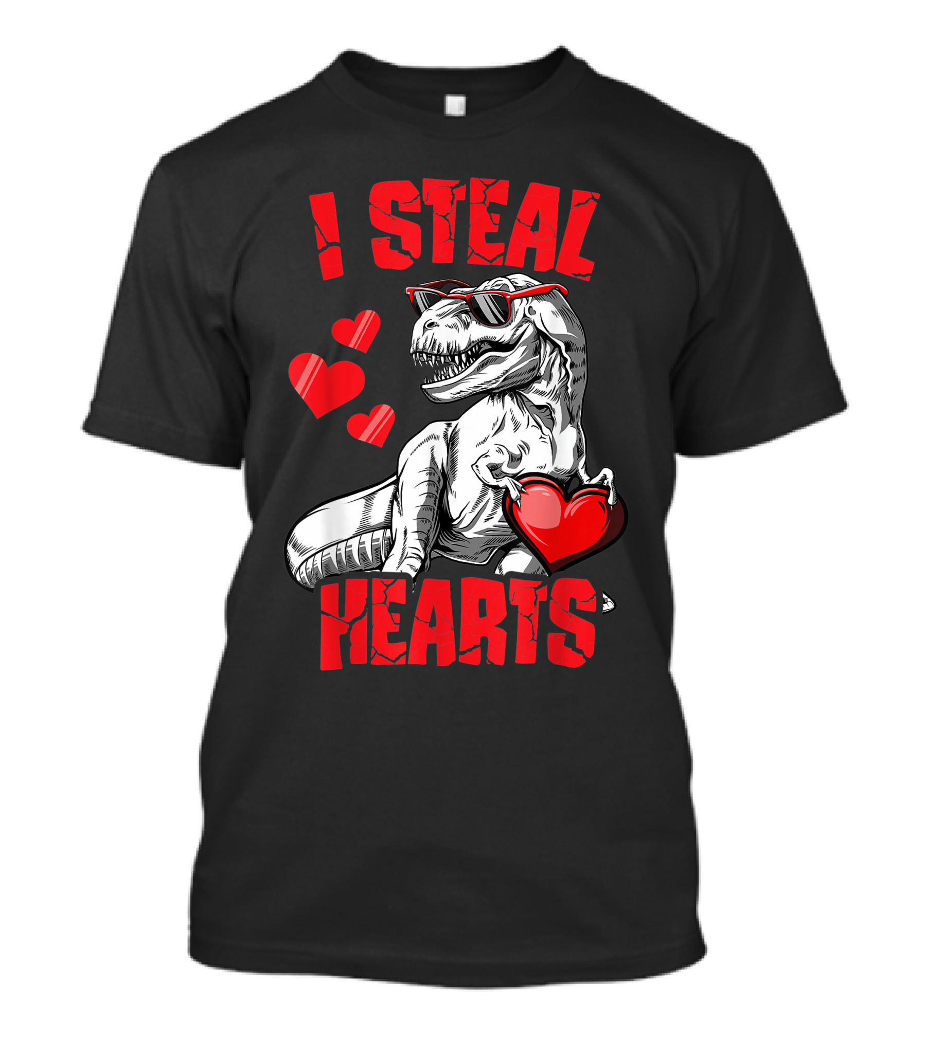Valentines Day Kids Dinosaur T-Rex Lover I Steal Hearts T-Shirt