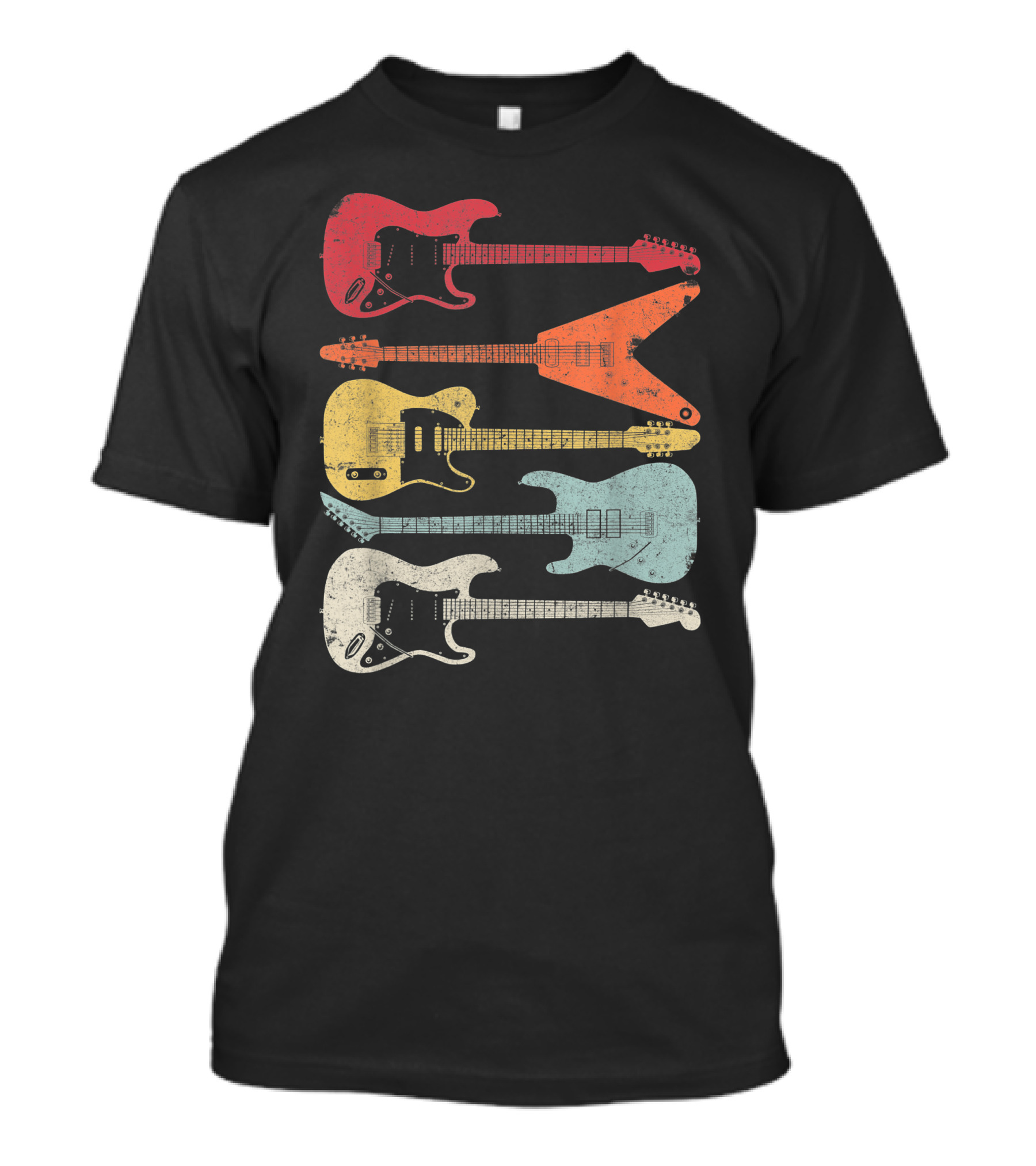 Guitar Guitarist Colorful Electric Guitars Distressed Texture T-Shirt