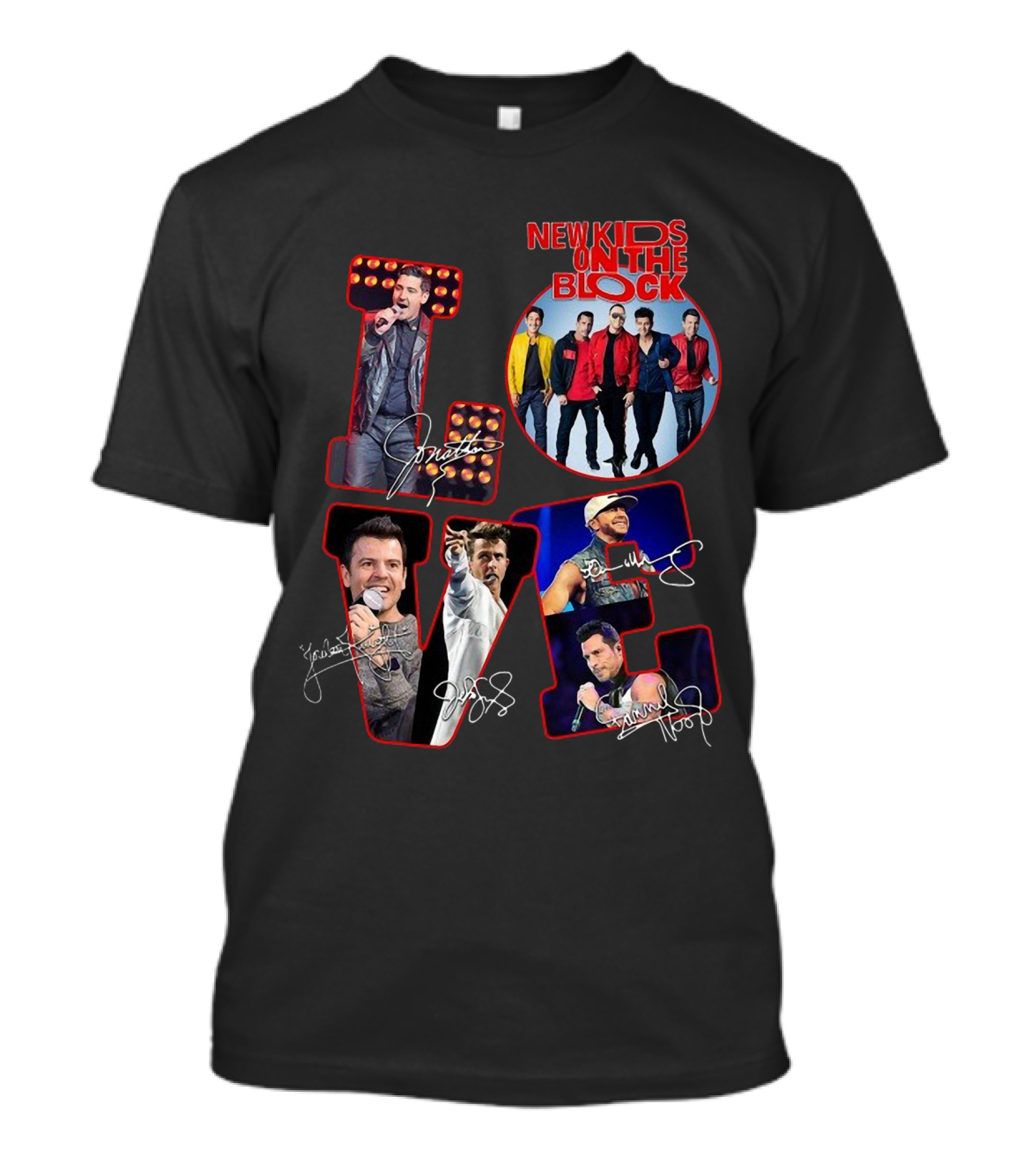 LOVE New Kids On The Block Signatures Group Photo Collection T-Shirt